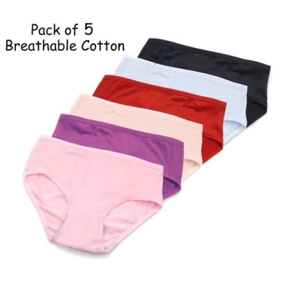 5-Pack Soft Cotton Women’s Panties – Comfy, Multicolor Everyday Underwear