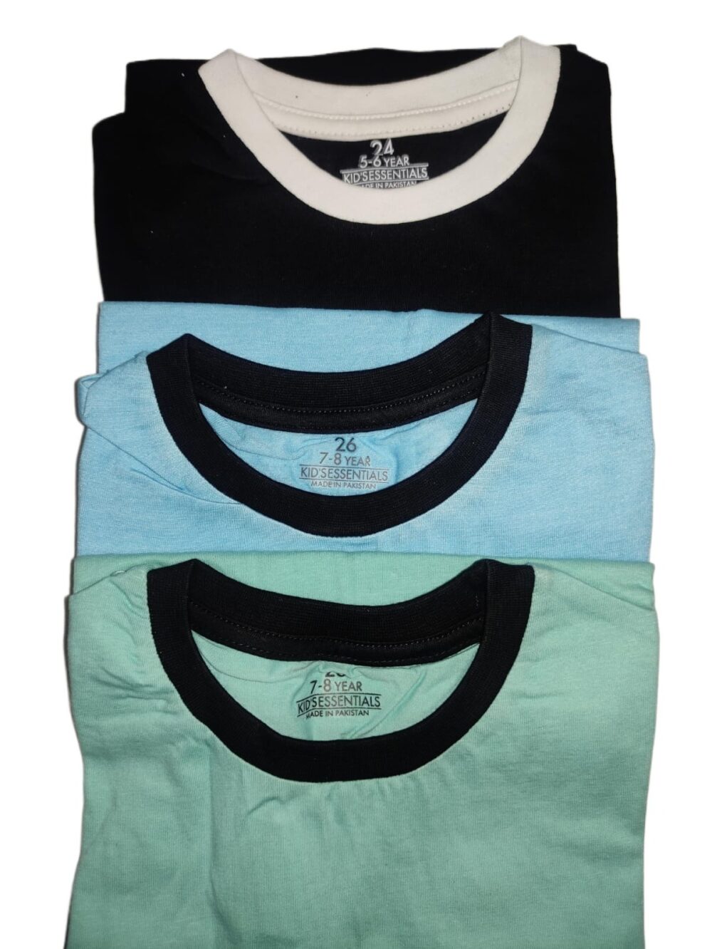 Pack Of 3 Children's Plain T-Shirts for Ages 3 to 14 Years Colorful Comfort - Image 3