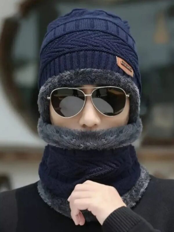 Wool Beanie Caps with Neck Band – Soft, Warm, and Cozy with Fleece Fur Lining for Men and Women