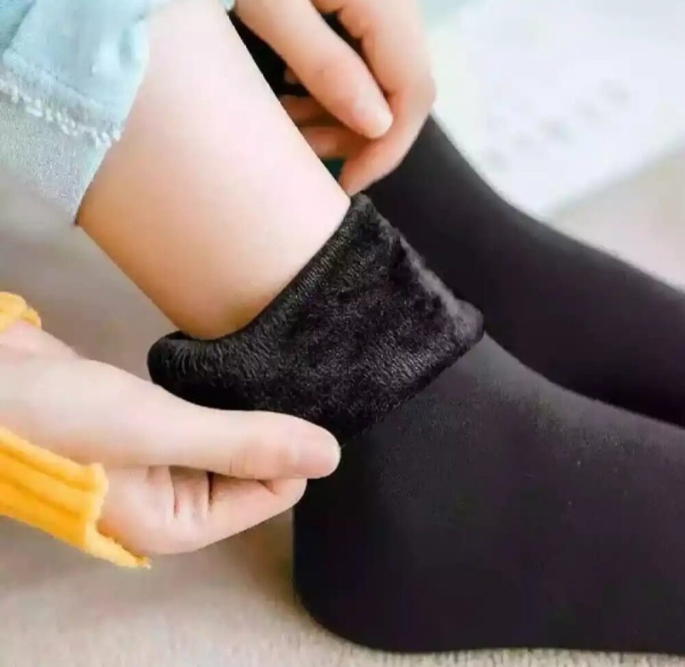 Ladies Lamb Wool Fur Socks - Soft, Warm, and Cozy in Skin and Black Colors - Image 7