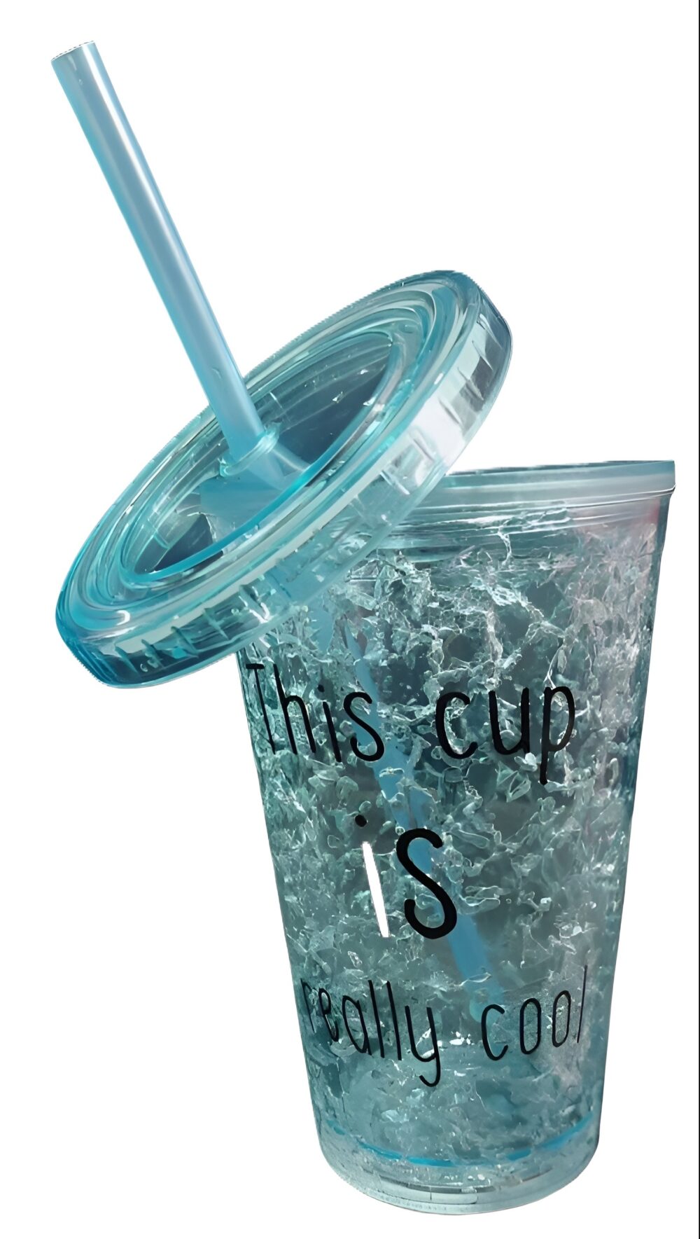 Icey Cracked Look Non Breakable Acrylic Glass Pack of 1 With Air Tight Lid and Straw - Image 3