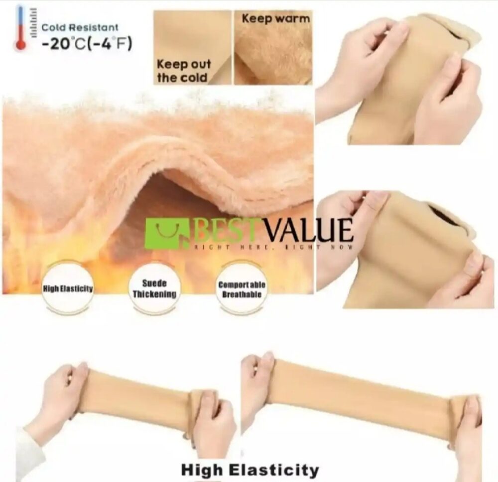 Ladies Lamb Wool Fur Socks - Soft, Warm, and Cozy in Skin and Black Colors - Image 5